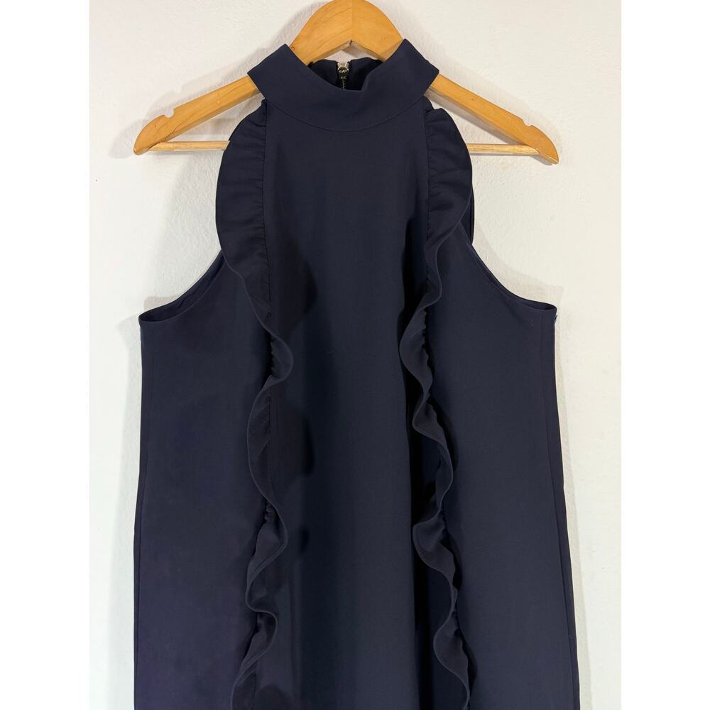 NWT Ted Baker Torriya Navy Blue Ruffle Halterneck Dress Tunic Sz 4 Sleeveless - Picture 5 of 13